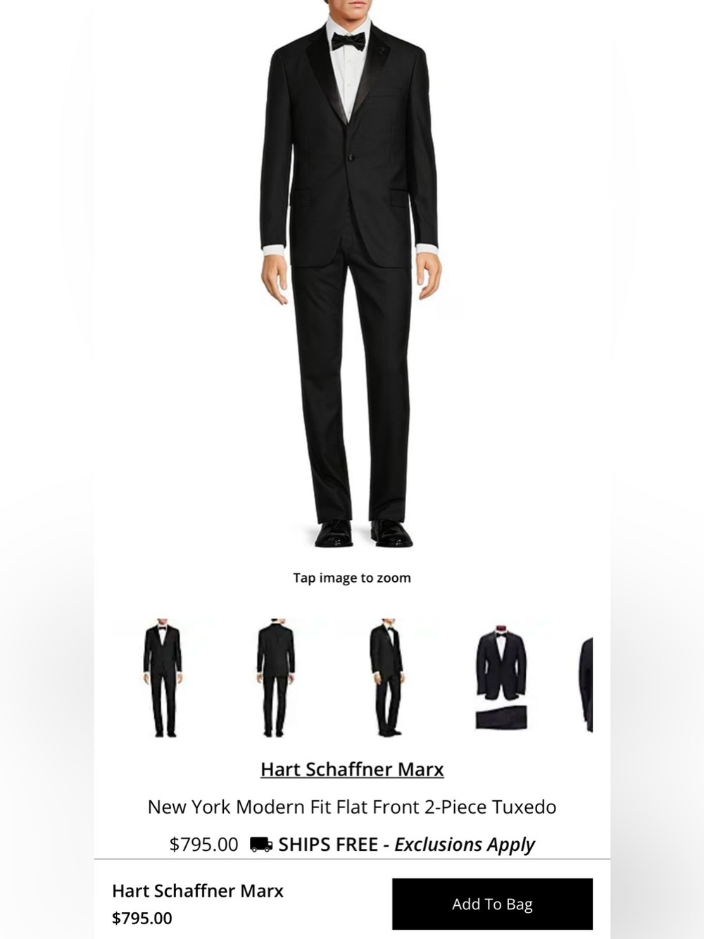 NEW* Hart Schaffner Marx Tuxedo 44R Blazer 37/29 Pants Black Satin Stripe Suit - Picture 3 of 16